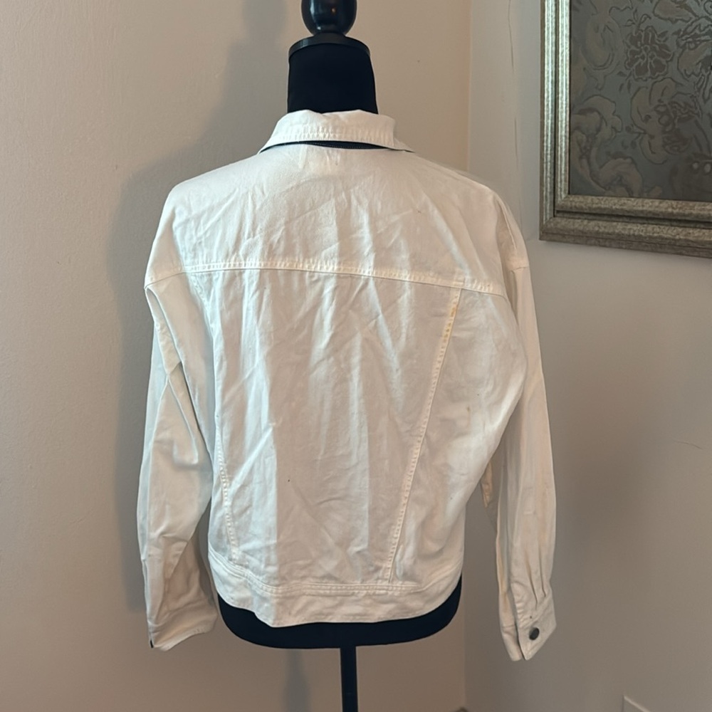 Leslie Fay Sport Sz 10‎ white denim jean jacket - Picture 3 of 7